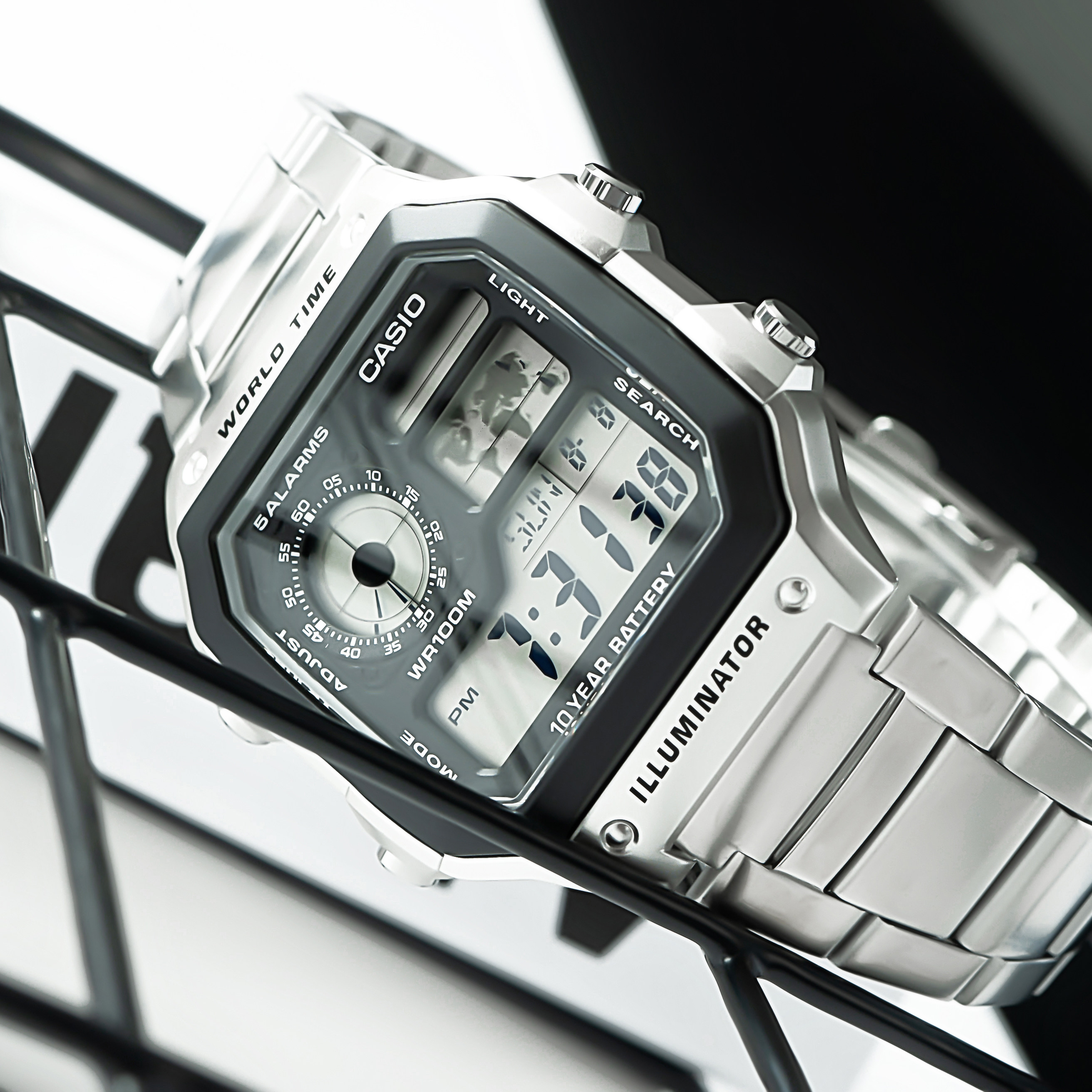 卡西欧casio ins复古多功能不锈钢表带运动电子男表ae-1200whd-1a-mc