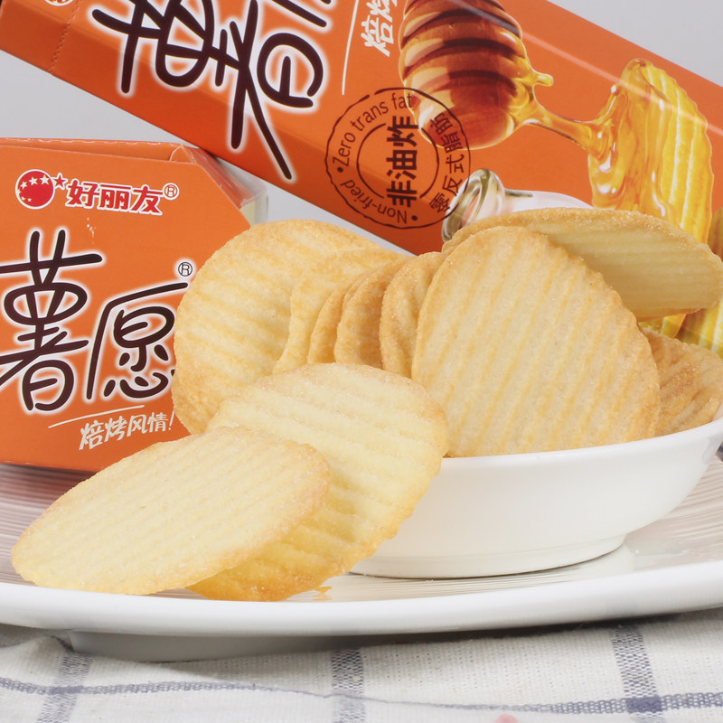 薯片好丽友薯愿104gx6焙烤蜂蜜黄油黄瓜牛排膨化膨化食品