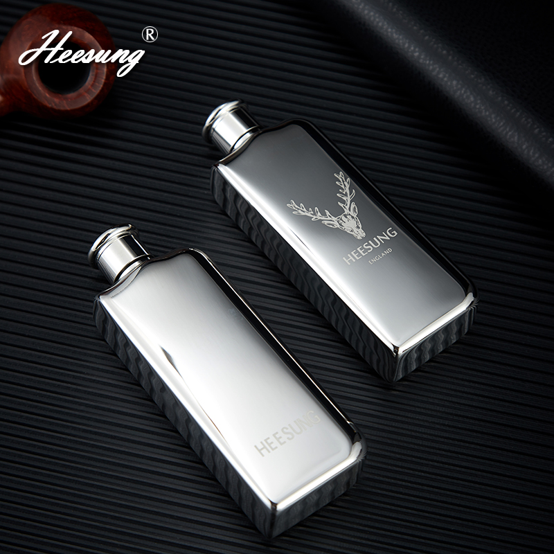 高档小酒壶随身304不锈钢加厚家用便携式户外迷你酒瓶皮套酒具