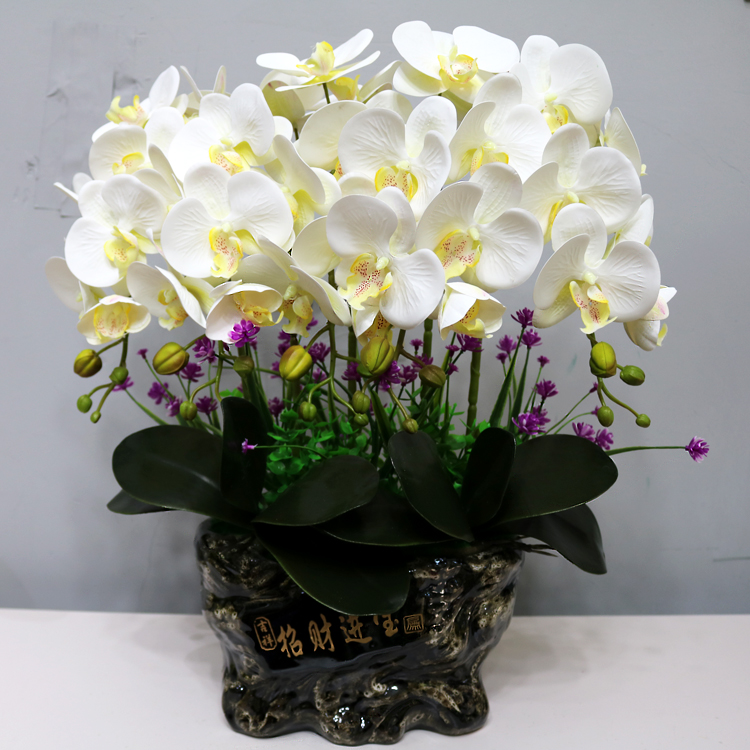 仿真手感pu蝴蝶兰盆景室内客厅装饰摆件餐厅仿真花