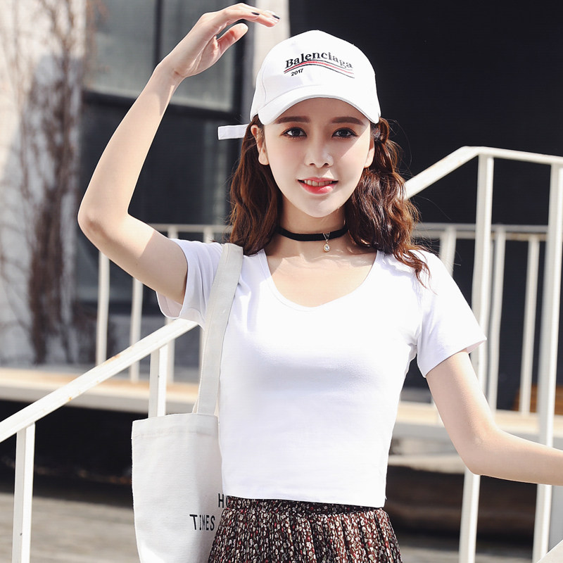 2019夏装新款短款t恤女齐脐短袖韩版学生半袖高腰漏肚脐上衣宽松