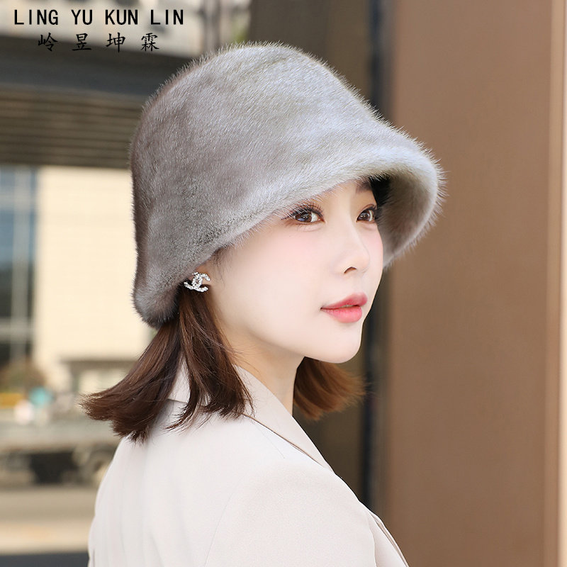 貂皮帽子女士冬季整貂毛护耳时尚韩版礼帽貂绒帽子