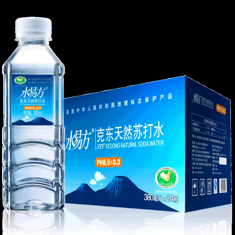 苏打水易方克东天然天然碱碱性380ml24瓶整箱优惠饮用