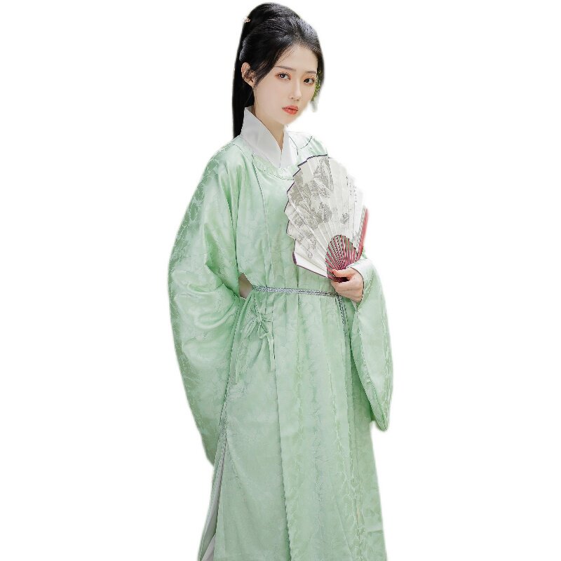 月溪明原原创白菜汉服明制圆领长衫提花暗纹男汉服