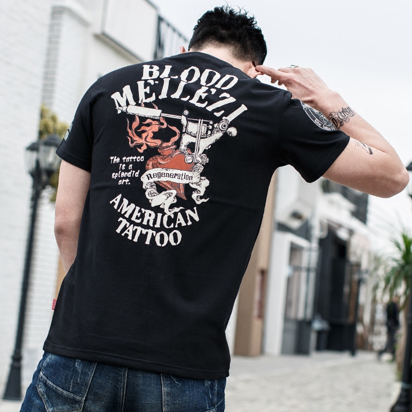 纯棉短袖t恤男士潮牌宽松2022夏季骷髅印花个性潮流港风大码半袖