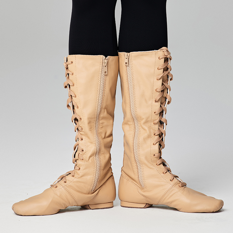 sansha三沙芭蕾舞剧院民族舞古典绑带长筒侧边拉链芭蕾舞鞋