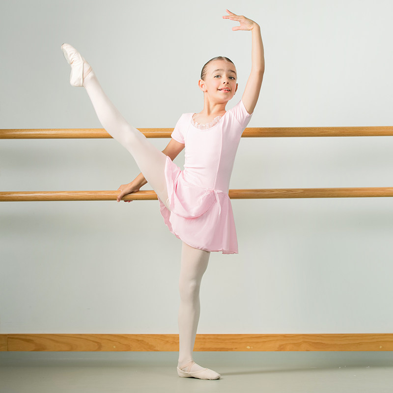 sansha三沙芭蕾舞儿童短裙连体短袖练功服女舞蹈芭蕾舞服