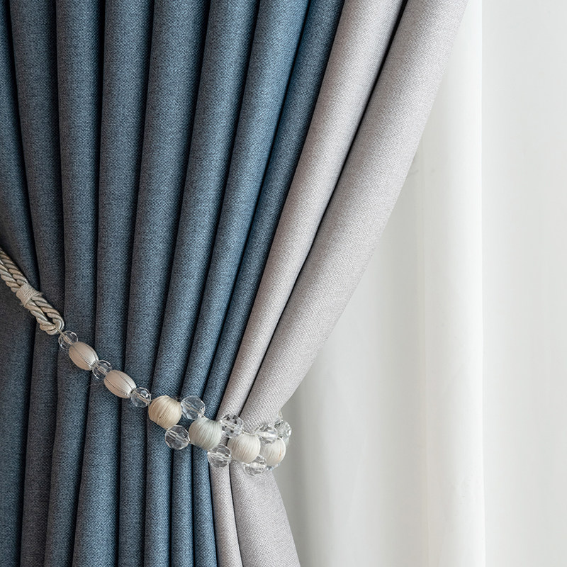 芙洛高品质棉麻质感窗帘纯色布料北欧轻奢简约定制窗帘