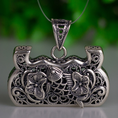 古法银锁吊坠925银莲花如意锁大人银镯子古风复古成人女款