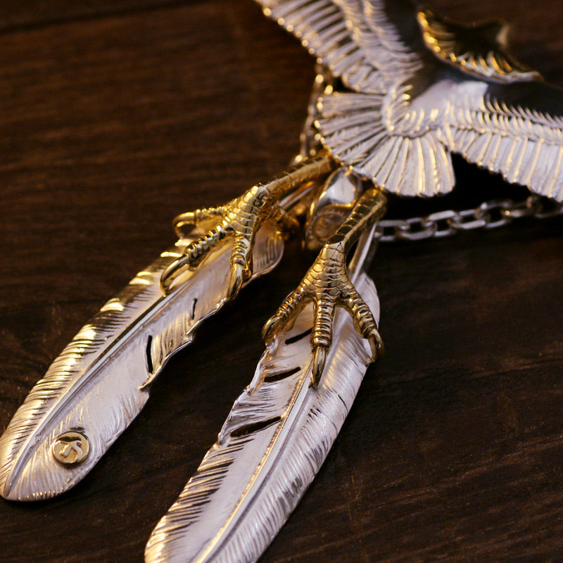 一休高桥吾郎纯银大鹰羽毛太角项链吊坠套装项链