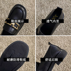 永希女鞋单鞋女2022年春季新款黑色一脚蹬乐福鞋女英伦风小皮鞋女 永希女鞋单鞋女2022年春季新款黑色一脚蹬乐福鞋女英伦风小皮鞋女