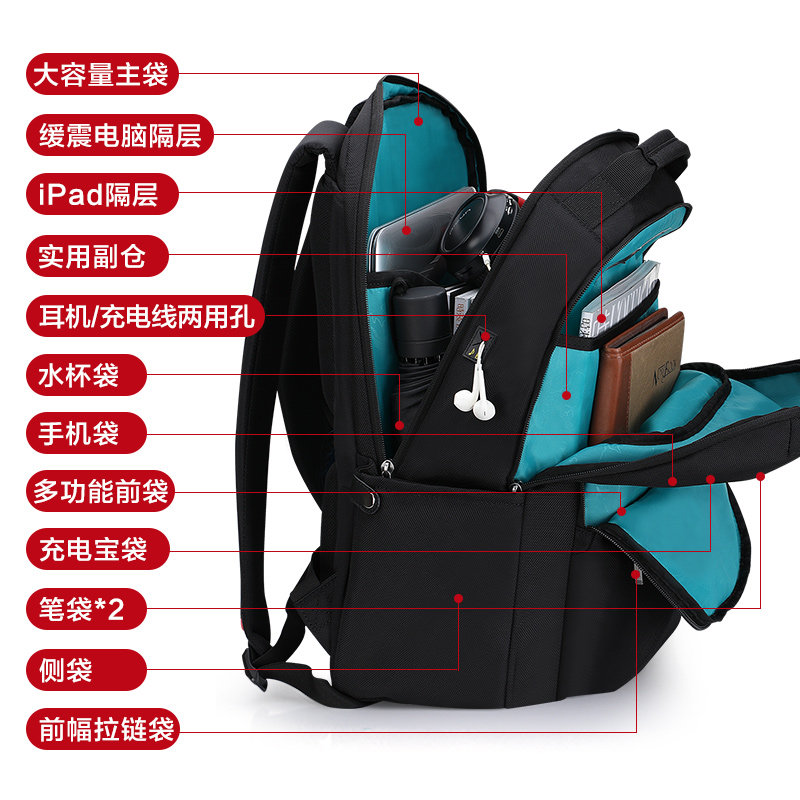 6寸电脑包大容量商务出差旅游双肩背包