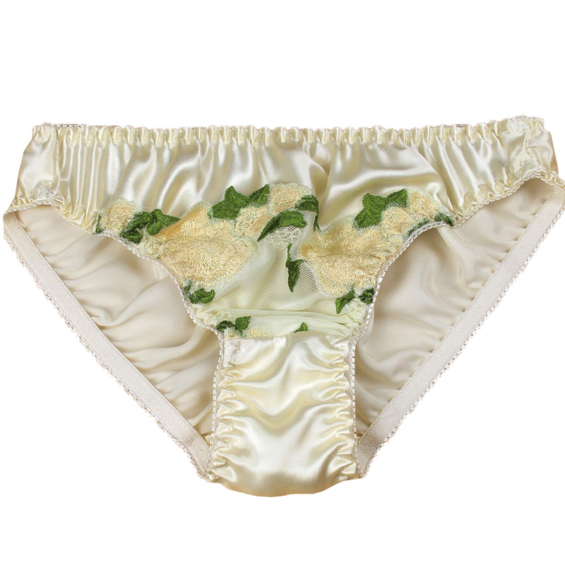 与众不同100桑蚕蚕丝真丝内裤低腰奢华三角裤前侧女三角裤
