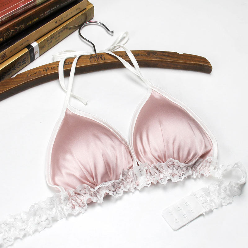 新款真丝法式三角款无钢圈文胸舒适简约女士文胸