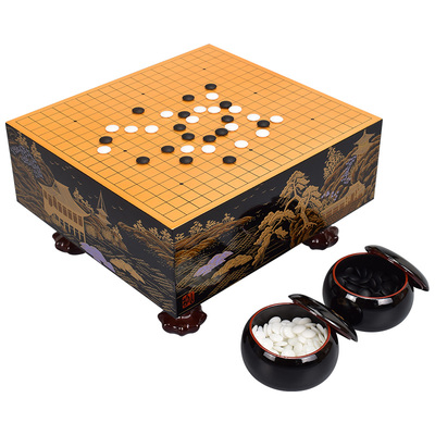 仅剩00:00:00日本原装进口沈金雕迷你棋墩 日本传统漆艺围棋墩碁盘