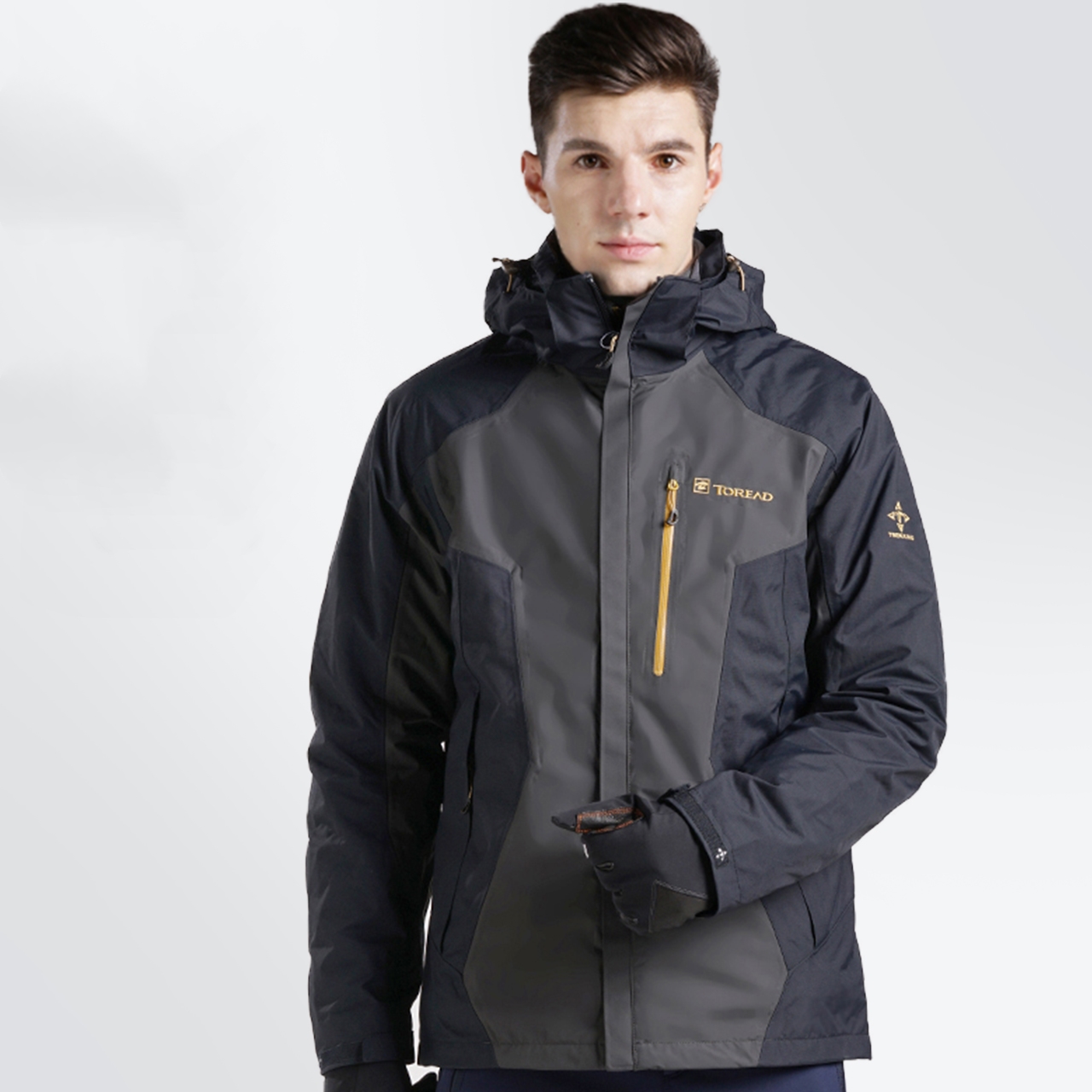 探路者冲锋衣男女秋冬三合一防风防水保暖套绒潮牌外套TAWJ91381