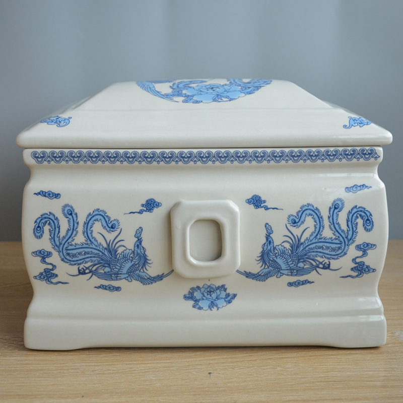 男女女款陶瓷福寿骨灰盒坛子青花瓷龙凤防腐腐蚀骨灰盒