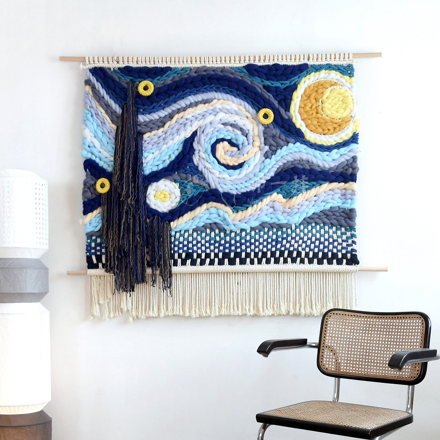 梵高星空那一挂原创收藏级壁毯手工编织挂毯创意装饰画轻奢