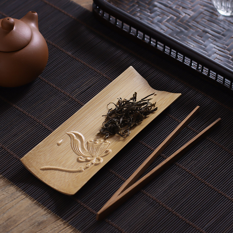 茶则竹制茶具配件零配赏茶荷禅意功夫茶道摆件六君子三件套装家用 - 