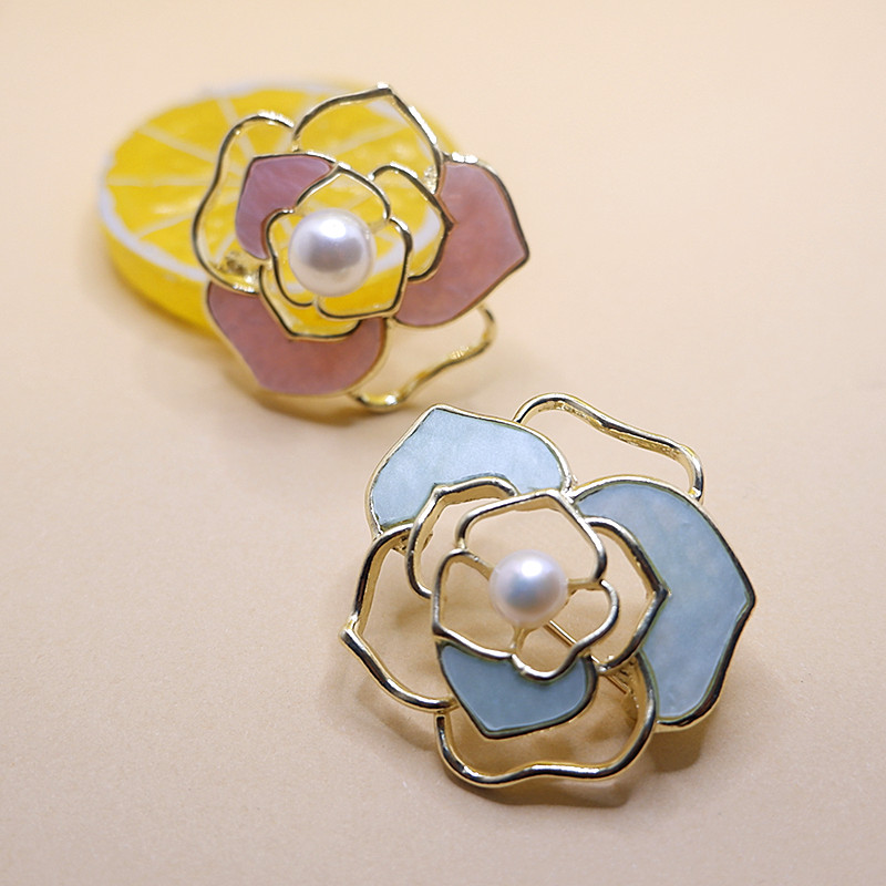 日韩韩风珍珠简约镂空玫瑰花装饰衣服胸花板材胸针