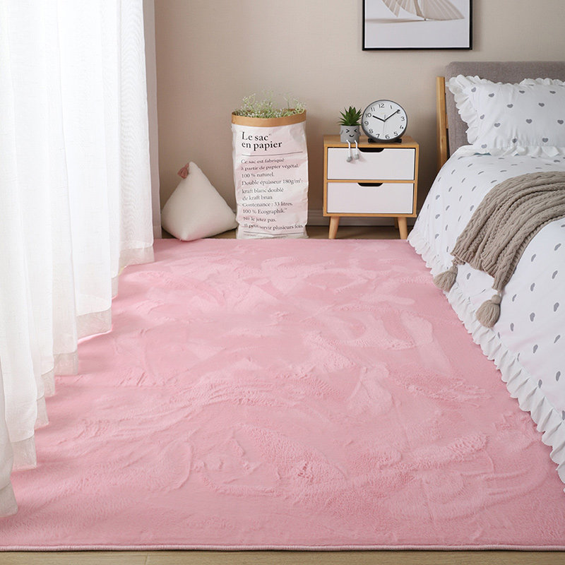 兔毛床边地毯卧室全铺网红同款少女心房房间地毯