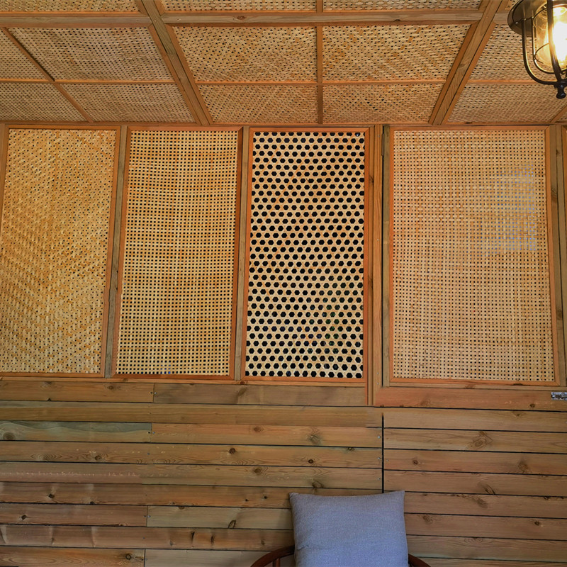 竹编镂空手工十字井字六角三角形装饰竹席吊顶卷帘