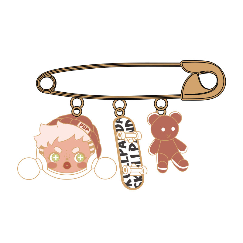 popmart泡泡玛特skullpanda熊喵热潮系列徽章盲盒胸针创意潮玩盲盒