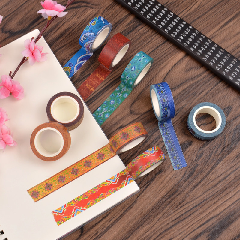 饰贴纸 弓禾和纸胶带复古古风中国风鎏金溢彩系列手帐胶带手撕装 - 爱