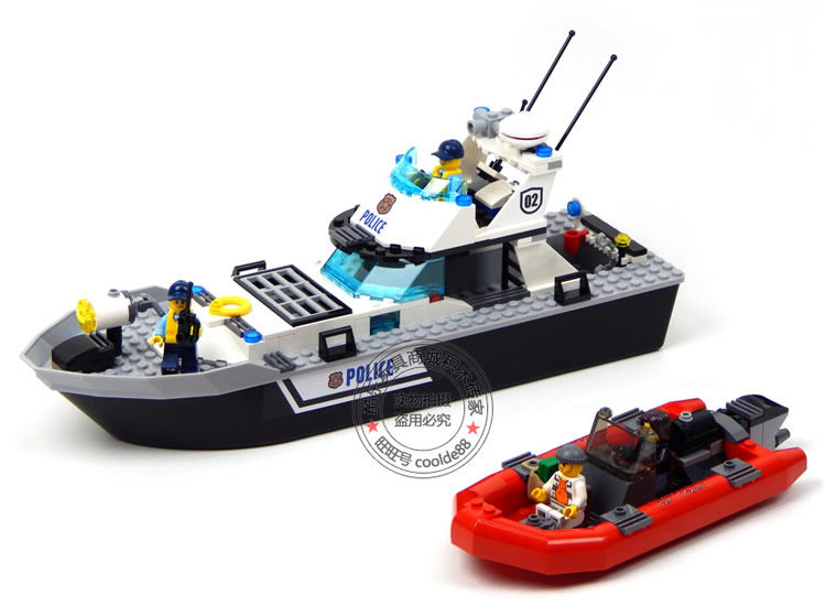 城市组系列警察巡逻艇船监狱岛警车直升机男孩拼装积木玩具60129