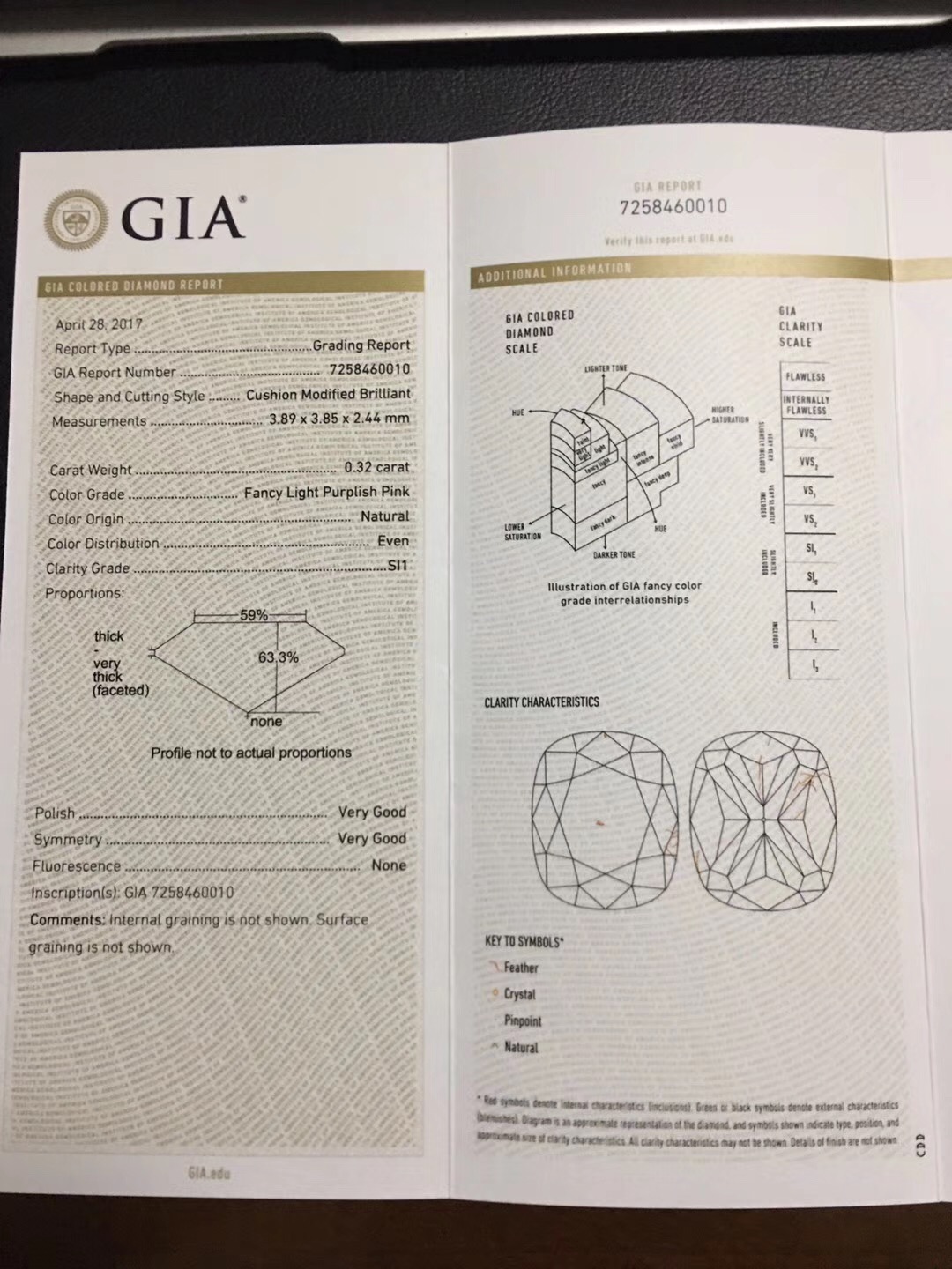 凡希彩钻新品gia粉钻0.32ctflpp戒指吊坠两戴款手饰