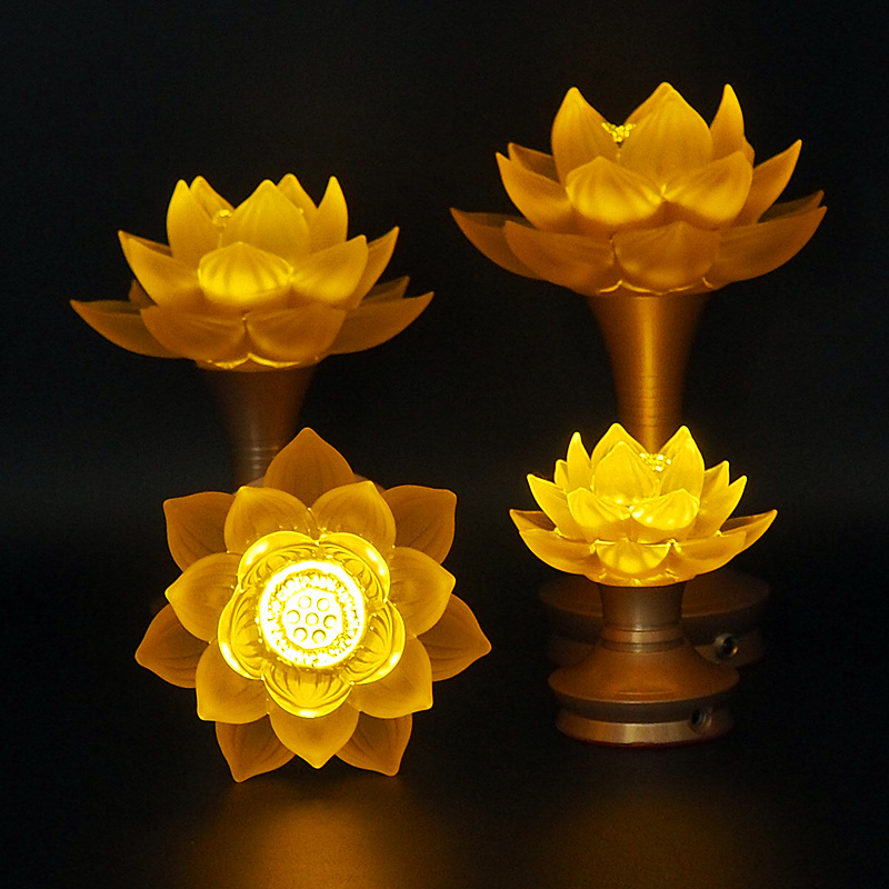佛台供灯家用佛堂led纯铜琉璃插电佛灯充电荷花灯