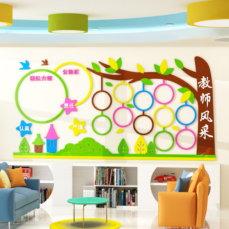 教师风采展示墙贴幼儿园教室环创老师简介照片墙面墙贴
