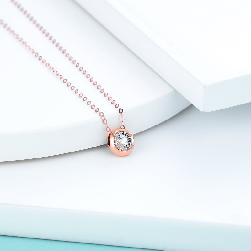 千叶珠宝项链锁骨轻奢通勤ins拥爱圆形钻石金钻石颈饰