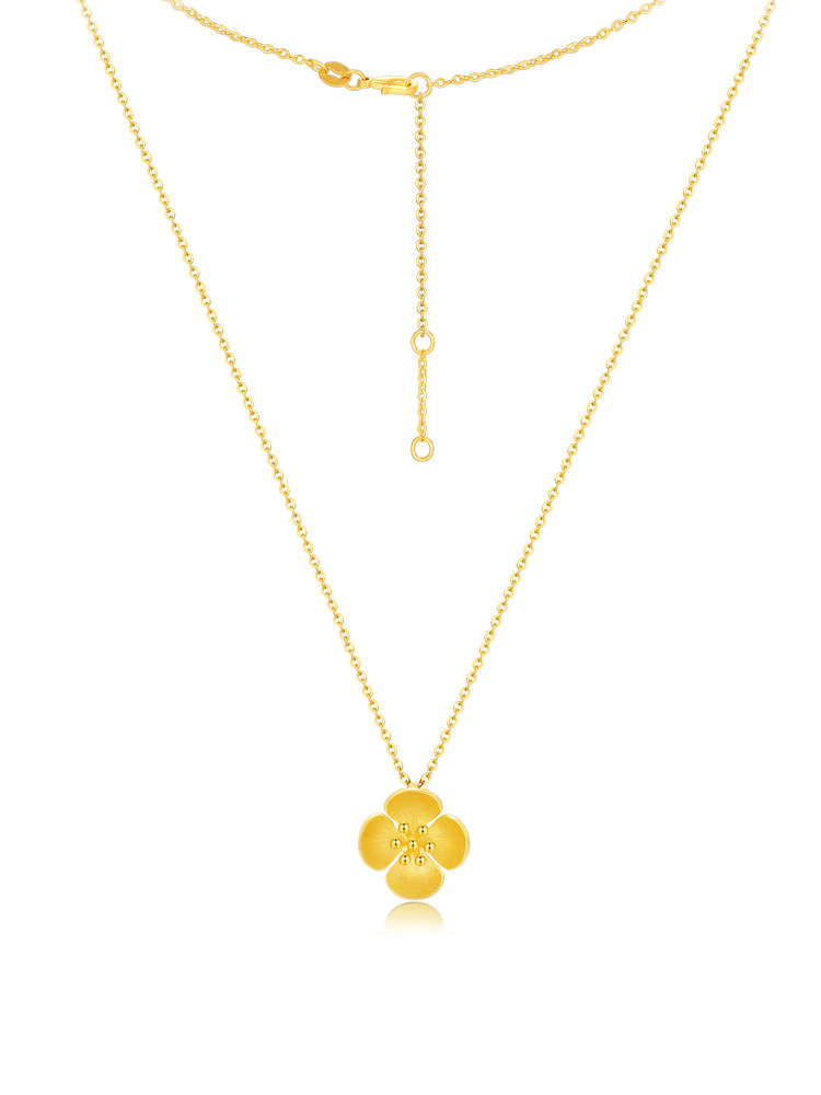 千叶珠宝桂花足金金链5g黄金项链吊坠女套母亲节颈饰