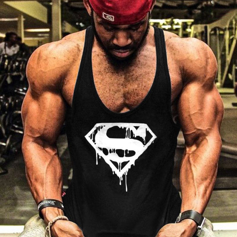 男健身背心肌肉训练工字吊带纯色宽松弹力跨栏棉健美力量型细带款