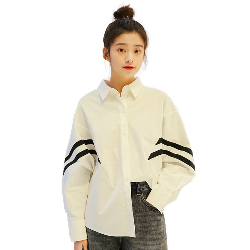 长袖白衬衫女学生2019年新款春装韩版宽松设计感小众衬衣上衣外套