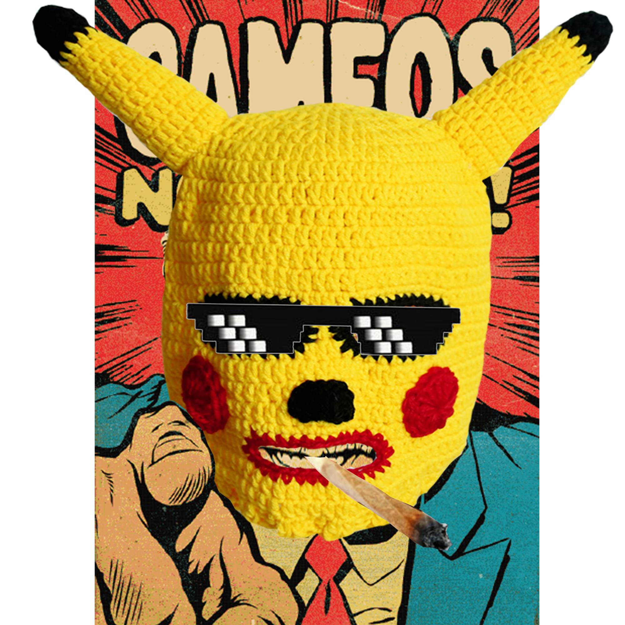 大赢家皮卡丘头套尹正许魏洲卡通面罩滑雪搞怪创意帽子