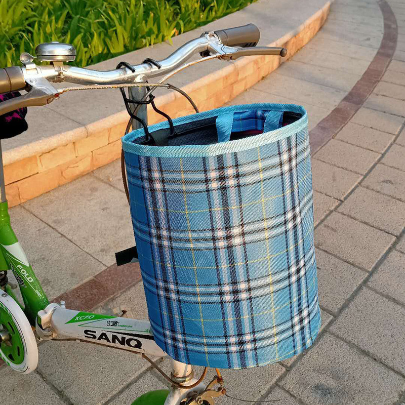 自行车车筐篮子电动车帆布可折叠前车篓单车前挂防车篮