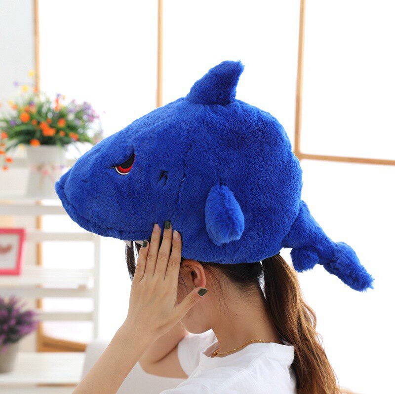 可爱卡通搞怪创意张大嘴巴咬头鲨鱼头套帽子帽子