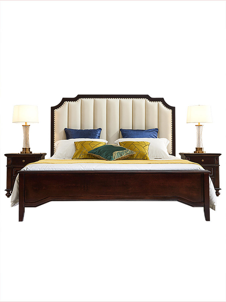 美式实木木床乡村现代简约18米15米简美轻奢胡桃实木床