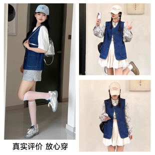 LEP真维斯女款2025春秋新款休闲复古洋气韩系潮女装时髦牛仔马甲