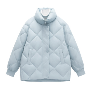 LBH真维斯小香风羽绒服女2025冬季新款保暖宽松立领菱格外套上衣