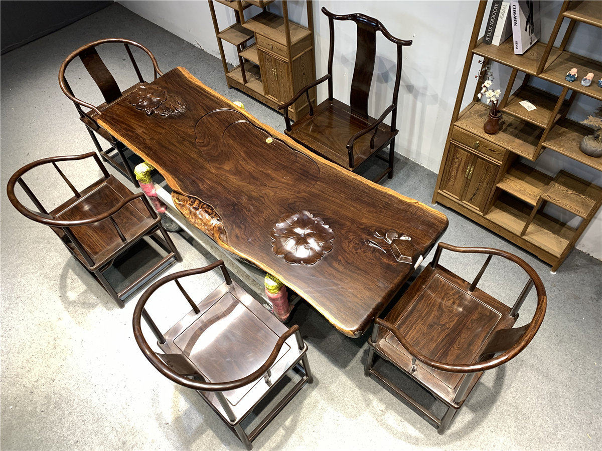 新中式红木家具2米中式商用檀大老板茶板茶台原木大班台