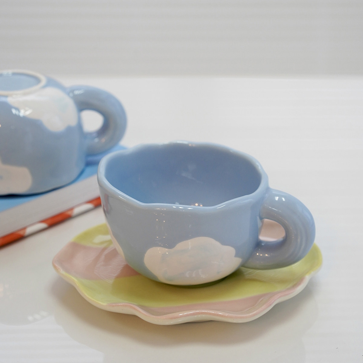 es蓝天套装云杯白云杯ins可爱咖啡杯云朵瓷杯咖啡杯