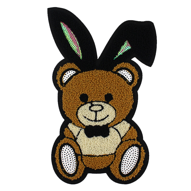 布贴大号毛绒刺绣小熊图案衣服装饰补丁个性布贴