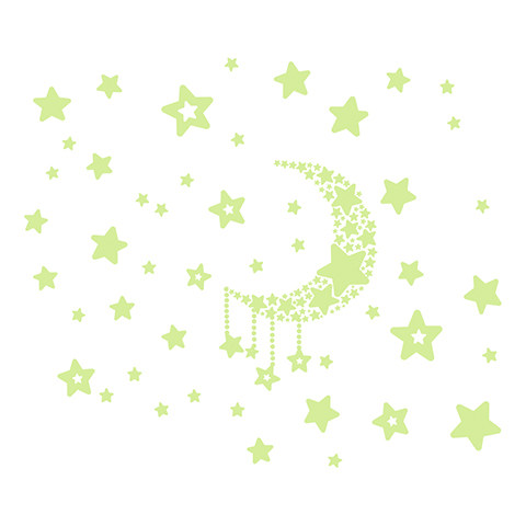 贴纸儿童夜光卡通月亮星星发光贴墙幼儿园荧光墙贴