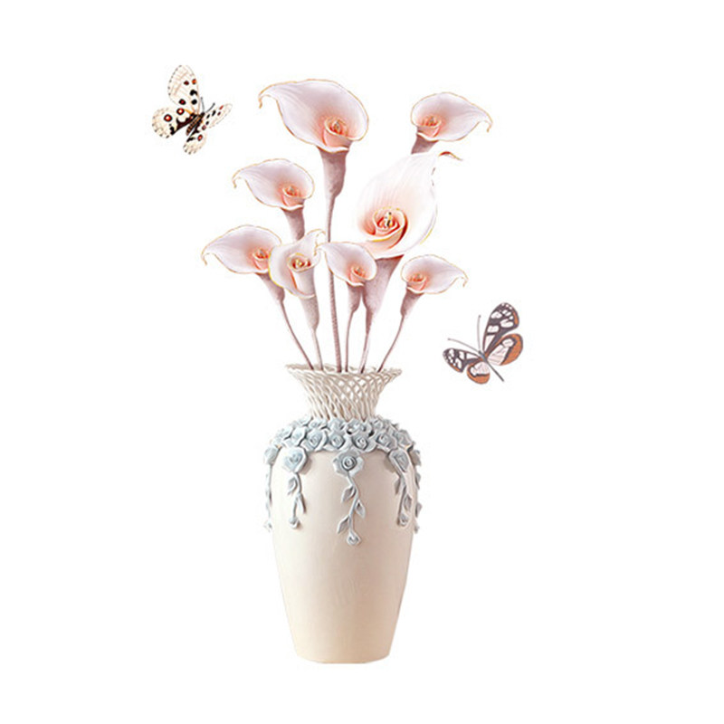 浪漫中式现代花瓶贴画墙面装饰贴纸自粘温馨墙贴