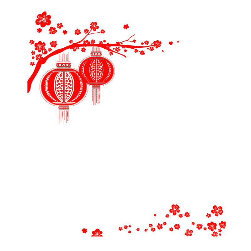 新年喜庆梅花灯笼贴纸餐厅商场橱窗窗玻璃贴画瓷砖