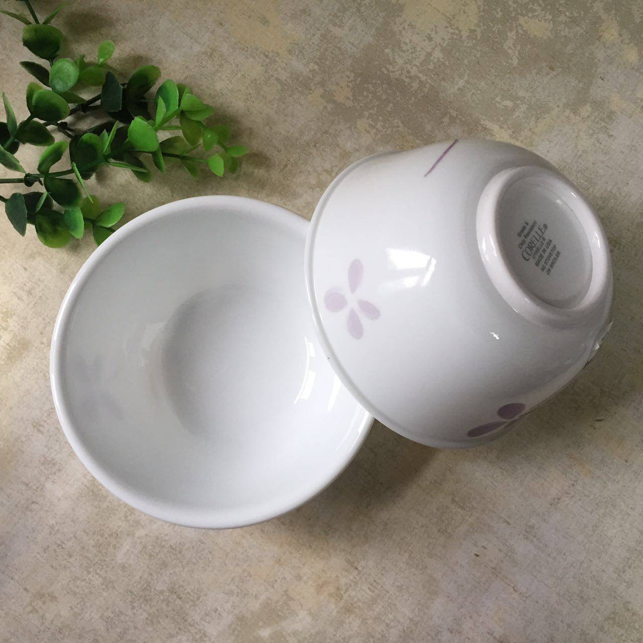 美国进口康宁玻璃餐具corelle紫色幸运草450ml饭碗碗