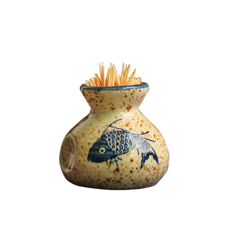 牙签烟灰缸日式复古创意创意家家用客厅茶几陶瓷牙签筒